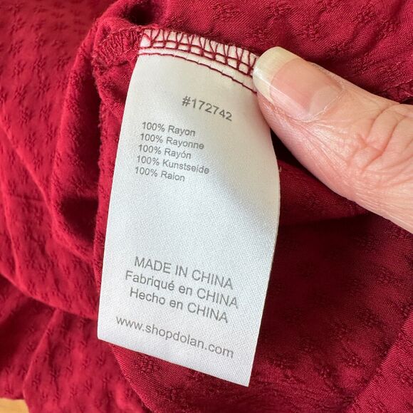 Anthropologie Dolan Red Left Coast Tansy Smocked Midi Ruffle-Shoulder Dress XS - Picture 12 of 16